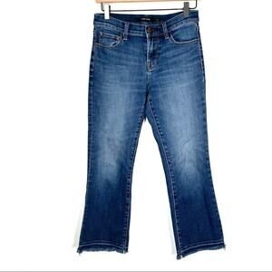 J Brand medium wash boot cut unfinished hem mid rise  jeans size 26 B84